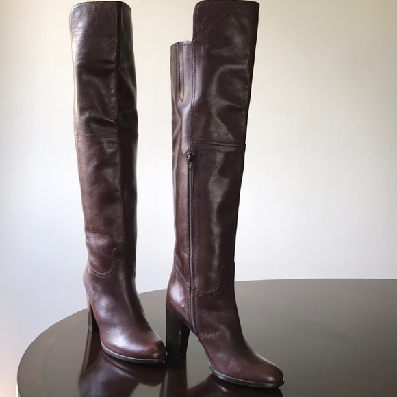 Saks Fifth Avenue Brown Knee hi High Heel Boots - Picture 7 of 8